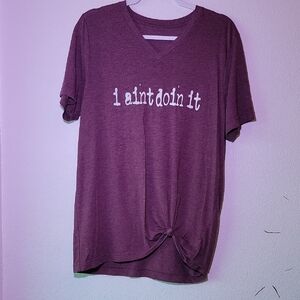 Purple Graphic Tee with Knot Detail